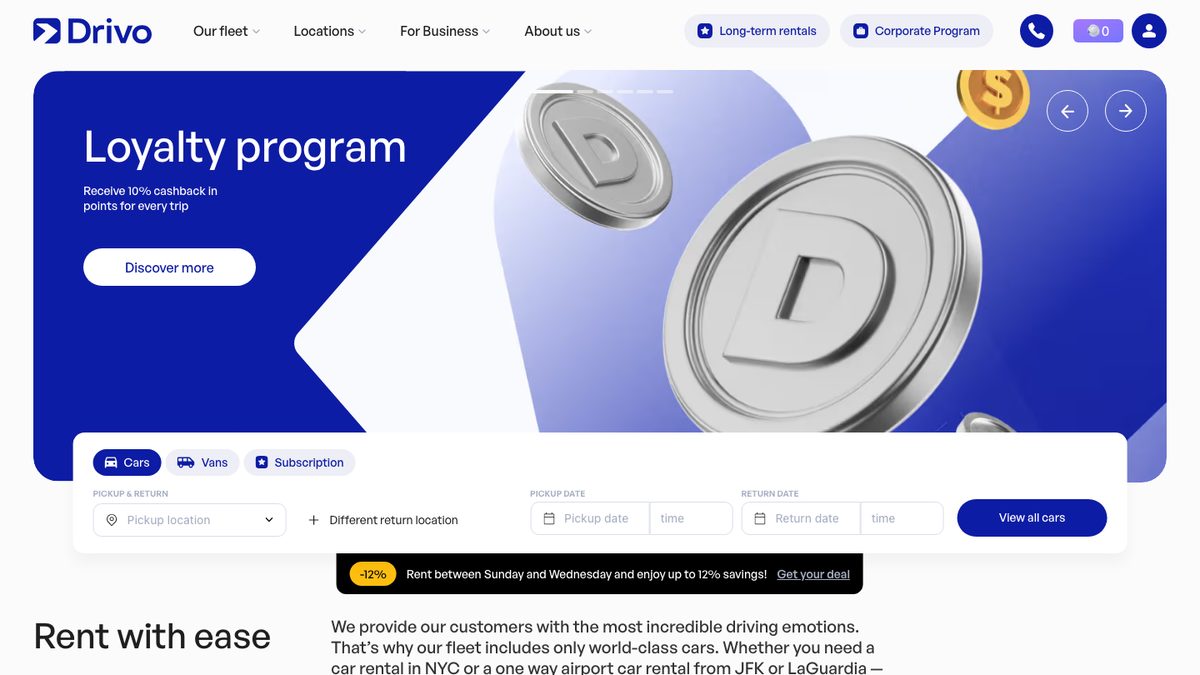 Проект Drivo — Аренда авто · Нью-Йорк